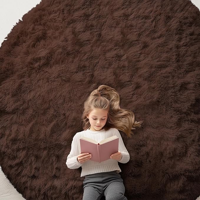 OLANLY Coffee Round Rugs for Bedroom by OLANLY