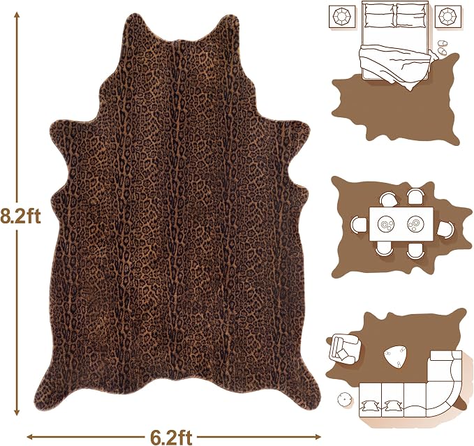 Faux Antelope Cheetah Print Rug, Leopard Rug 6.2x8.2 Faux Animal Print Skin - Image 2