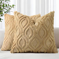 decorUhome Throw Pillow Covers 26x26 Inch Set of 2, Soft Plush Faux Wool Khaki by decorUhome