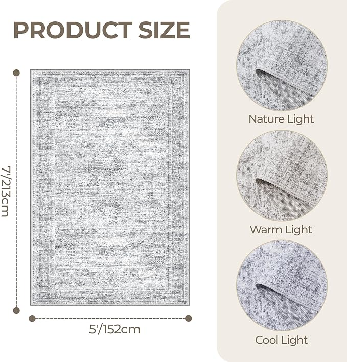 5x7 Area Rugs, Ultra-Thin Washable Rugs - Image 2