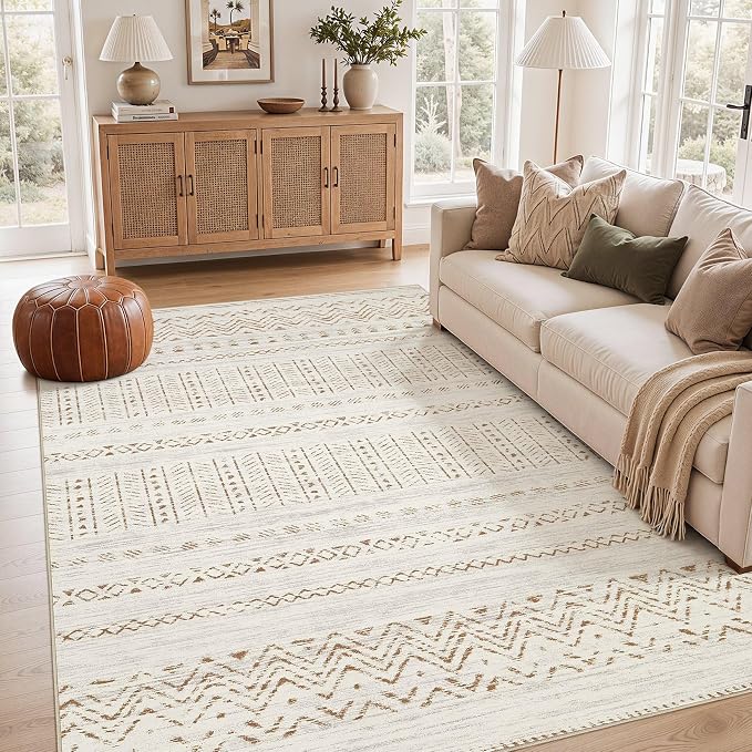 cotiled 6x9 Area Rugs for Living Room: Boho Washable Rug for Dining Room | by COTILED