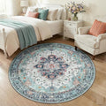 Area Rugs 5ft Washable Non-Slip, Floral Vintage Distress Print Pattern by RELEANY