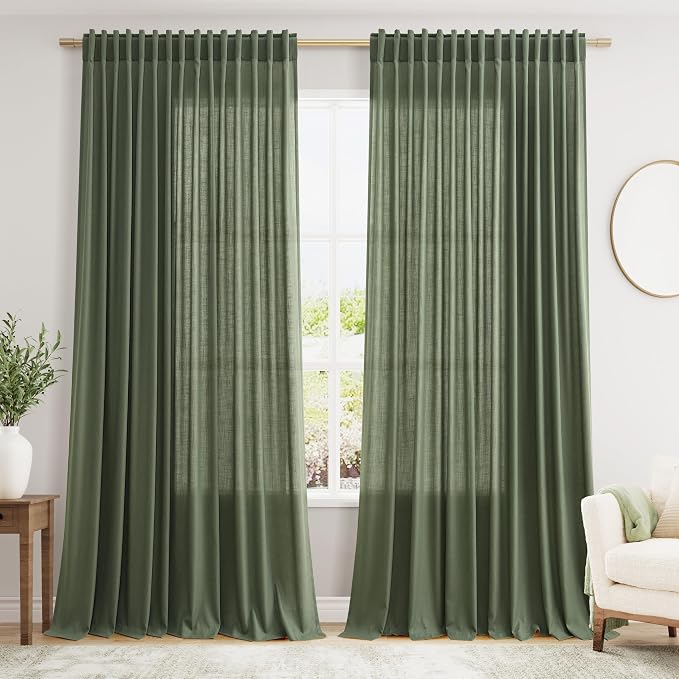 Extra Wide 100x96 Inch Linen Curtains by Nanspring
