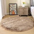 ORINOVA Beige Fuzzy Living Room Washable Area Rug 5ft Round Shag Faux Sheepskin by ORINOVA