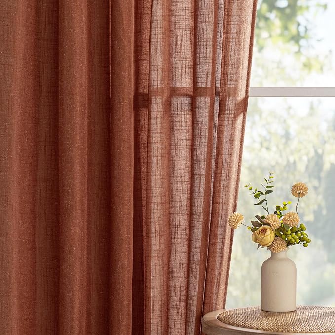 MYSKY HOME Sheer Linen Curtains 63 Inch Length - Image 9