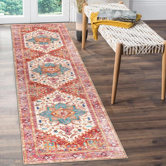 Yamaziot Washable Runner Rug, 2x8 Non-Slip Boho Vintage Hallway Rug Runner - Image 7