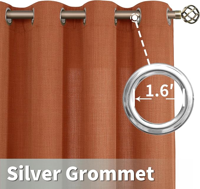 Terracotta Linen Curtains for Living Room 84 inch Length 2 Panels | Light - Image 3