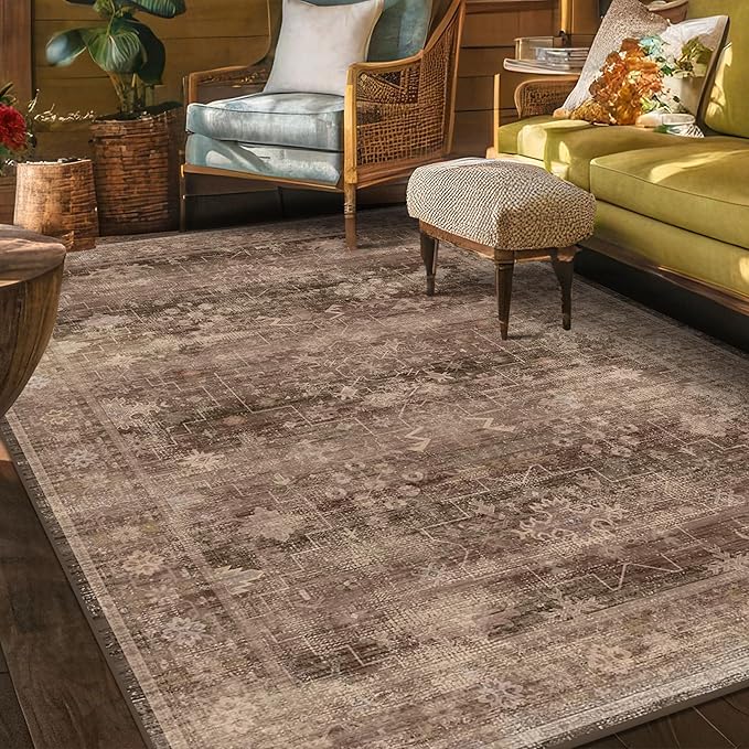 Hazo Haus Boho Taupe Brown 5x7 Living Room Rug - Image 9