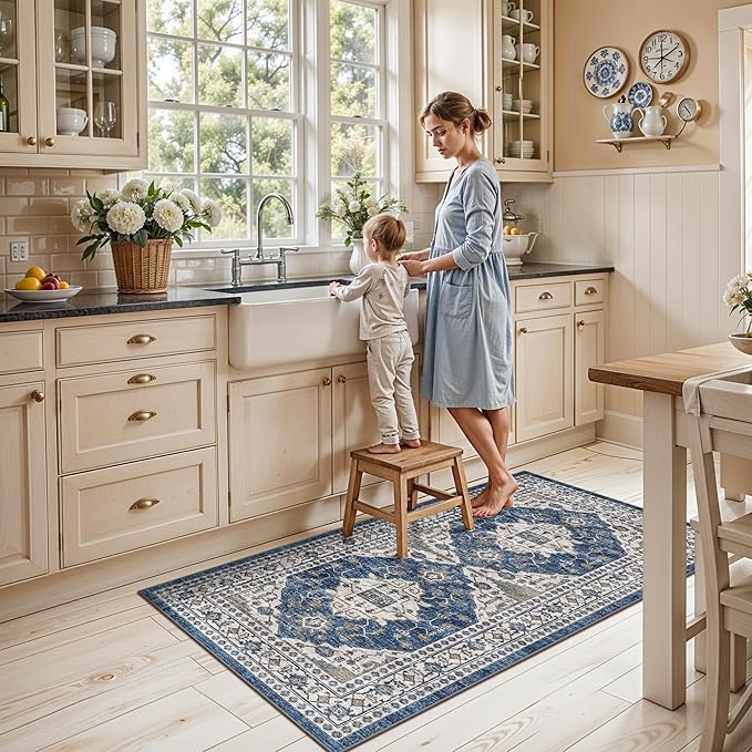 2x4 Non-Slip Entryway Area Rugs: Washable Stain Resistant Kitchen Carpet - Image 5