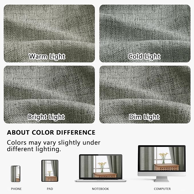 OVZME Valance for Windows, Light Filtering Faux Linen Textured Small Kitchen - Image 9