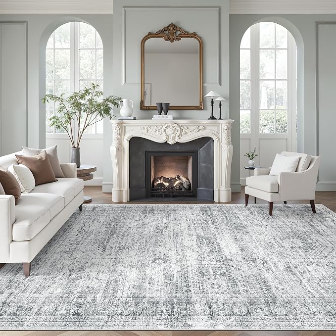 Soalmost 9x12 Area Rugs for Living Room, Non Slip Machine Washable Vintage Rugs by Soalmost