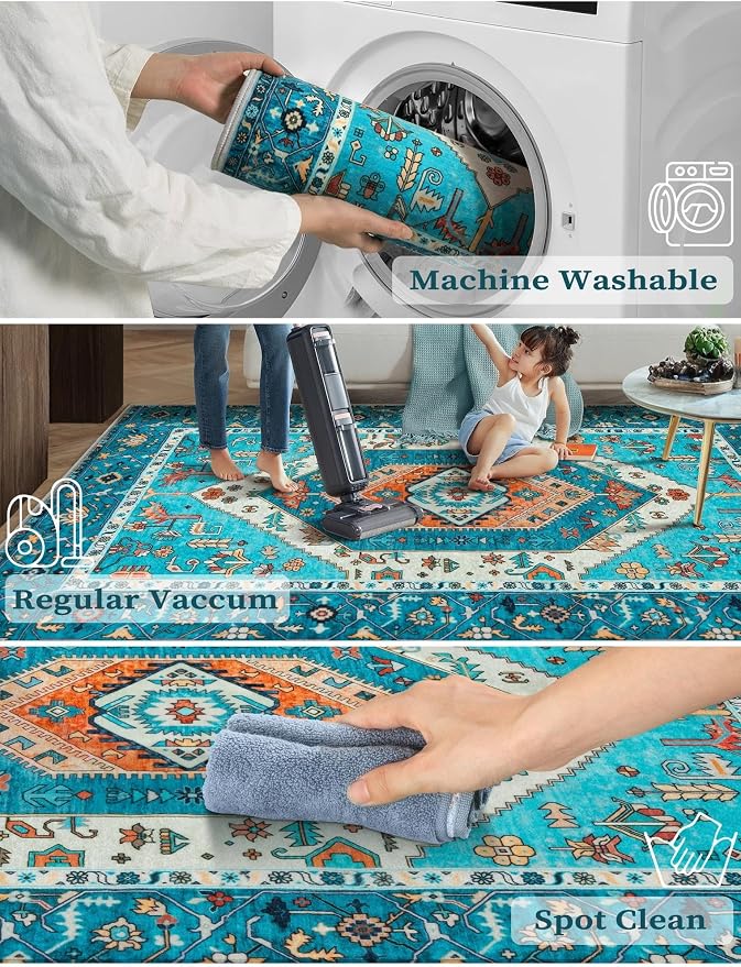 SERISSA 2'6"x12' Washable Non Slip Boho Runner Rug - Image 3