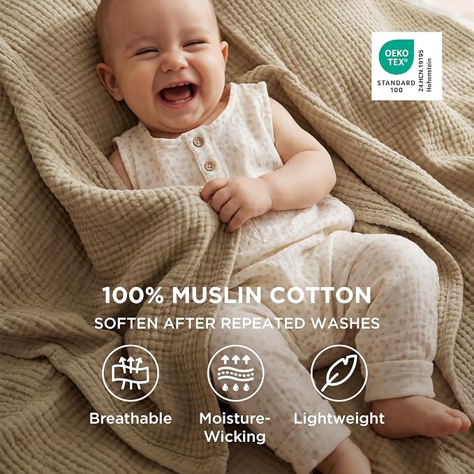 Bedsure 100% Cotton Muslin Blankets - Image 2