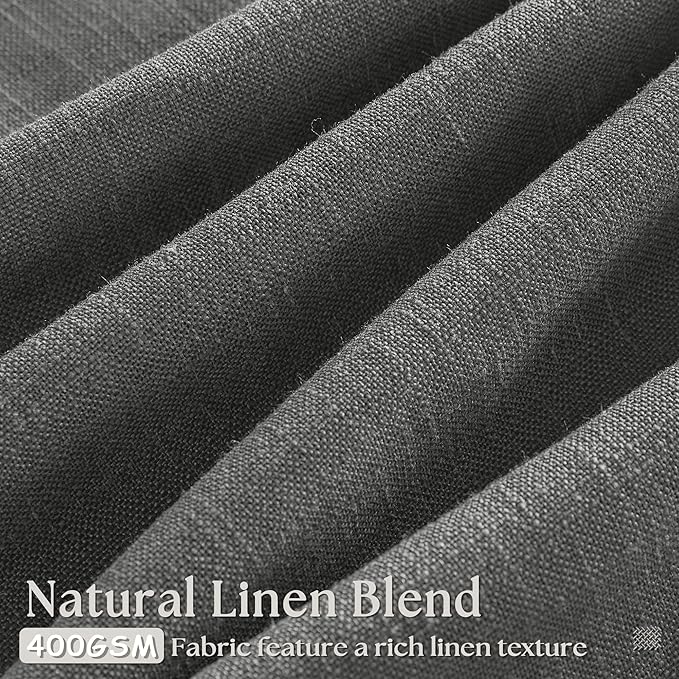 Dark Gray Linen Pinch Pleated Light Filter Curtains 102 Inches Long 2 Panels - Image 3