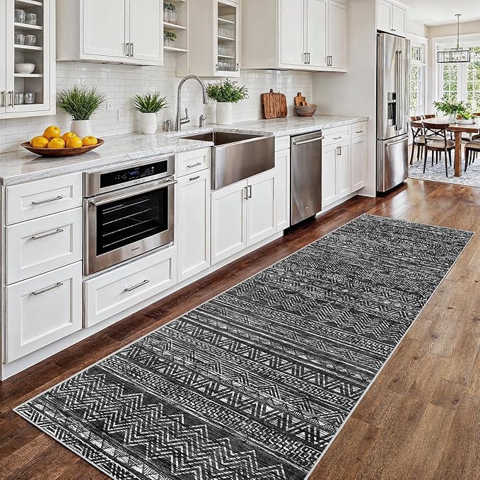 2x8 Washable Kitchen Runner Rug: Modern Moroccan Runners by Ksrau