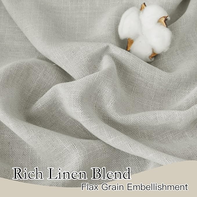 RYB HOME Grey Curtains Linen Blend Drapes, Semi Sheer Light Filtering Privacy - Image 3