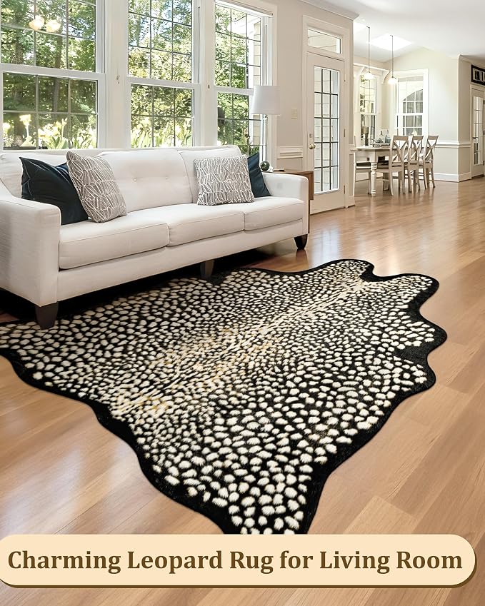 Leopard Print Rug for Living Room, Cheetah Rug 5.2x7 Faux Animal Print Skin - Image 7