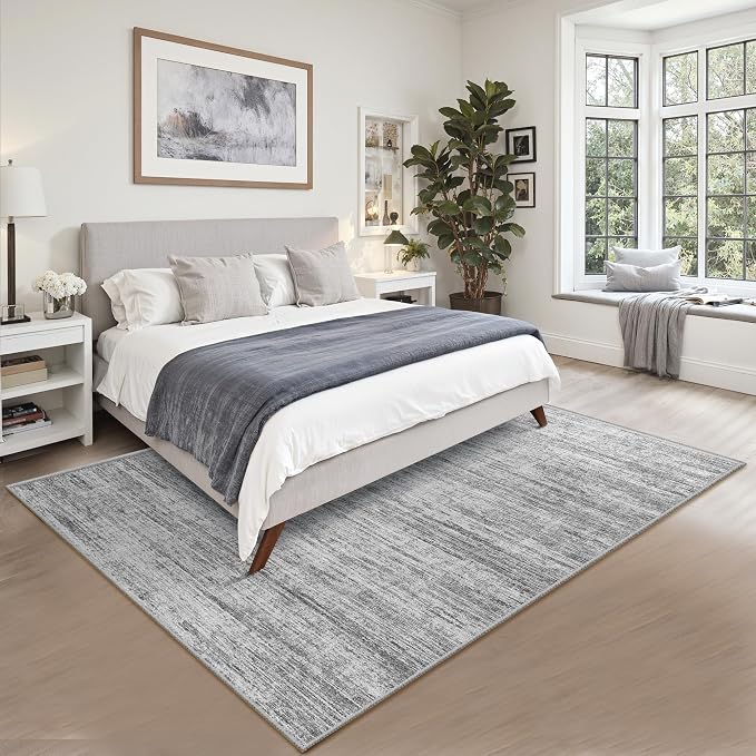 5x7 Area Rugs - Ultra-Thin Washble Rugs, Non-Slip Low Pile Abstract Print Rugs - Image 6