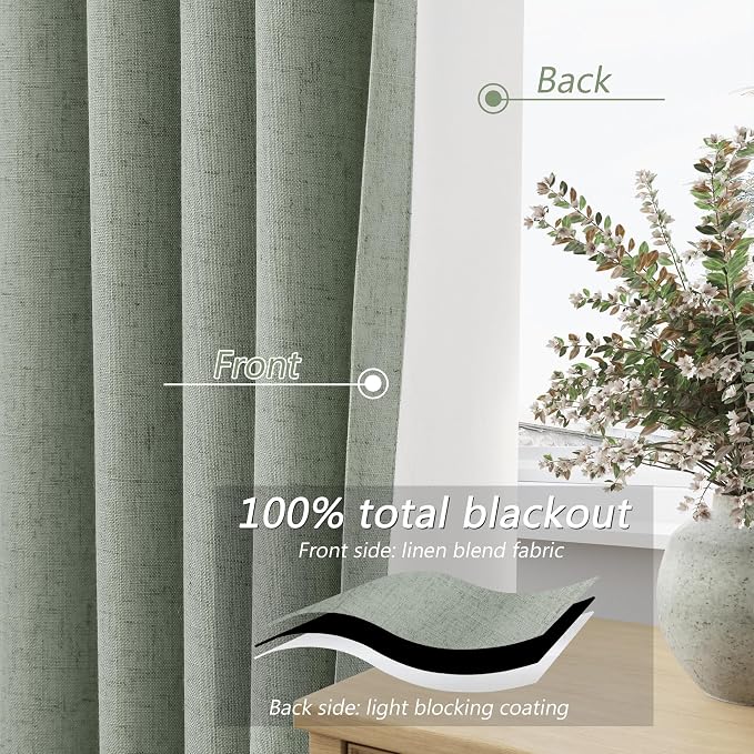 Guken 100% Blackout Curtains 100 Inch Length 2 Panels Set - Image 4