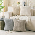 Set of 4 Neutral Decorative Throw Pillow Covers 18x18 Inch Corduroy Pillow by Cozoomy