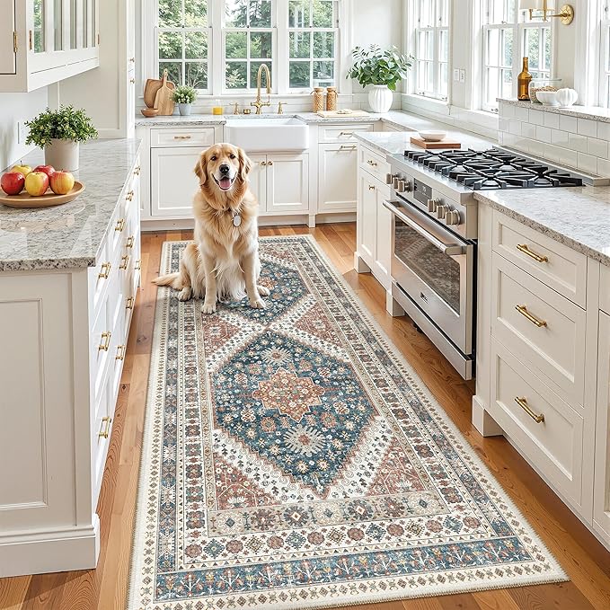 Madane Hallway Runner 3x8, Kitchen Rugs Washable Entryway Rug Vintage Kitchen by Madane
