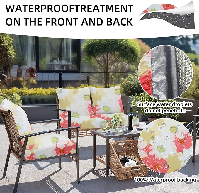8Pcs Outdoor Cushion Covers, Patio Cushion Covers, Stretch Elastic Slipcovers - Image 4