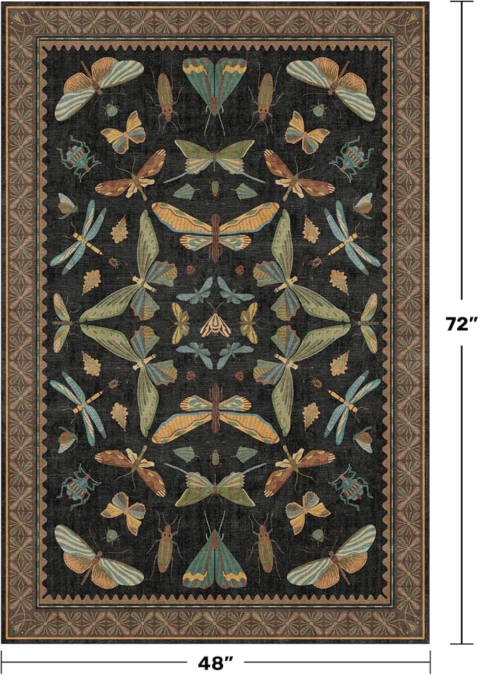 Insect Print Washable 4x6 Entryway Rug - Image 2