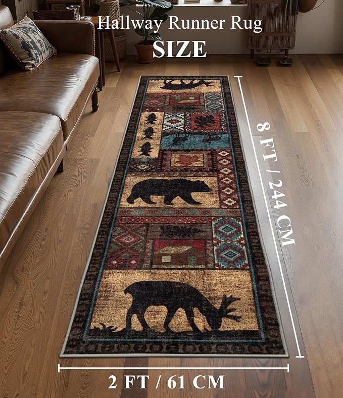 Rustic Cabin Runner Rug 2x8 Indoor Door Mat - Image 2