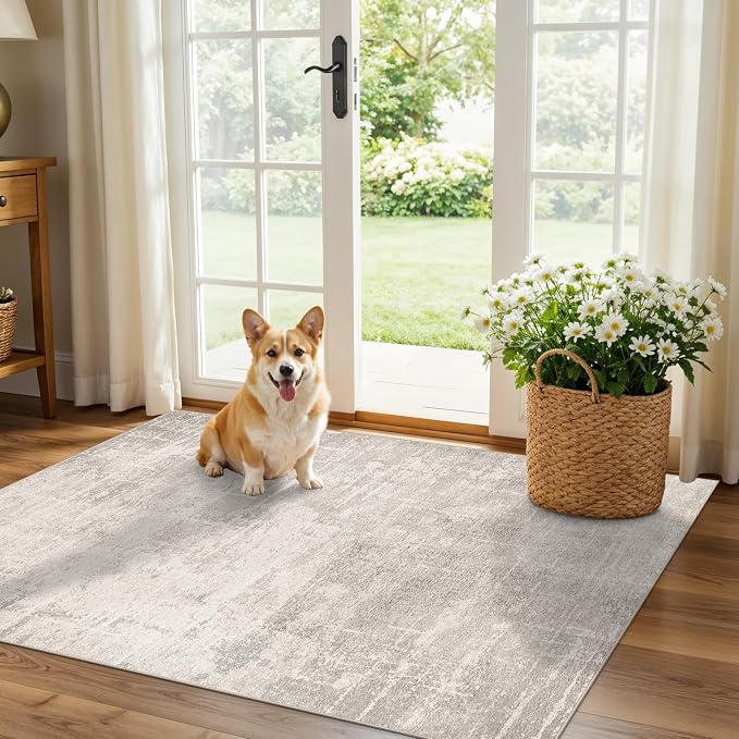 Washable 3x4 Kitchen Area Rugs: Abstract Stain-Resistant Sink Rug Non-Slip by HYHAOYUNLAI