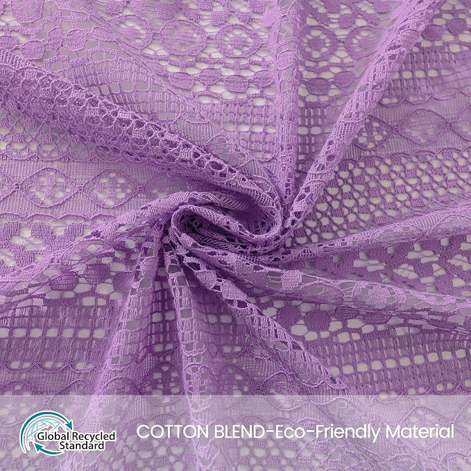 WAZZIO Boho Lace Curtains 84 Inches 2 Panel, Light Filtering Privacy Tassel & - Image 2