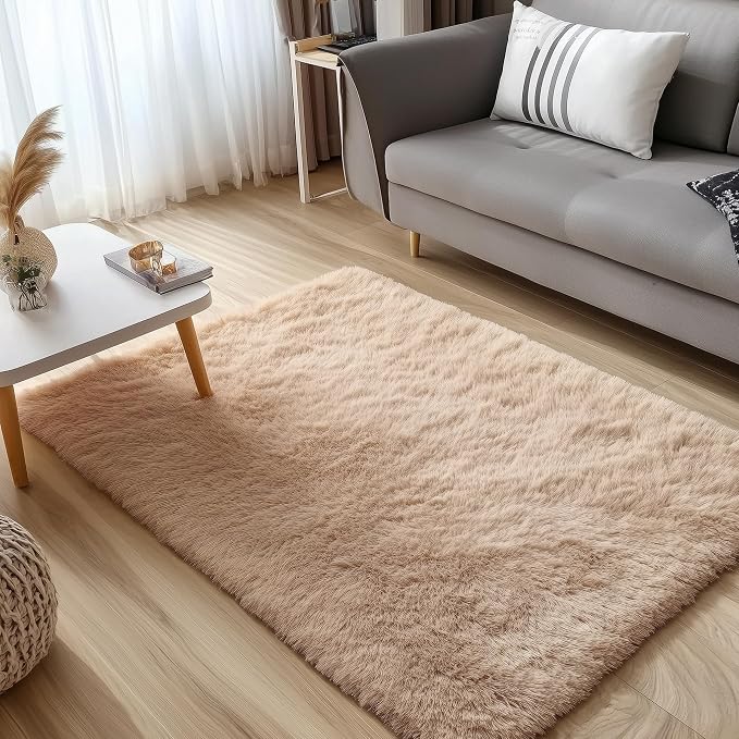 OLANLY 3x5 Machine Washable Small Bedside Rug, Soft Fluffy Shaggy Rugs - Image 3