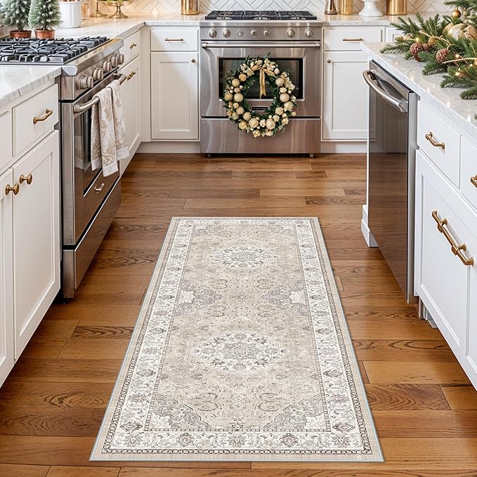 Washable 2x5 Hallway Runner Rug: Vintage Water Resistant Kitchen Entryway Rug - Image 2