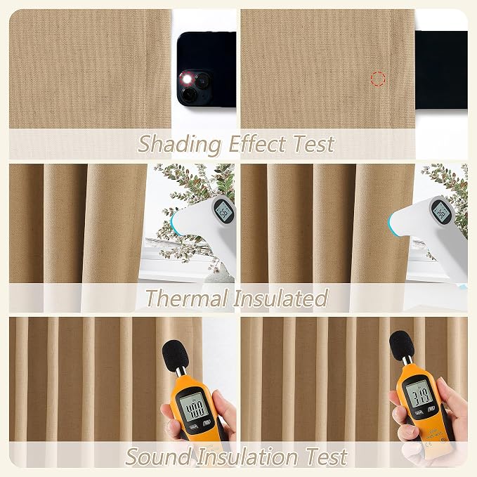 Guken 100% Blackout Linen Curtains 120 Inch Length 2 Panels Set - Image 5