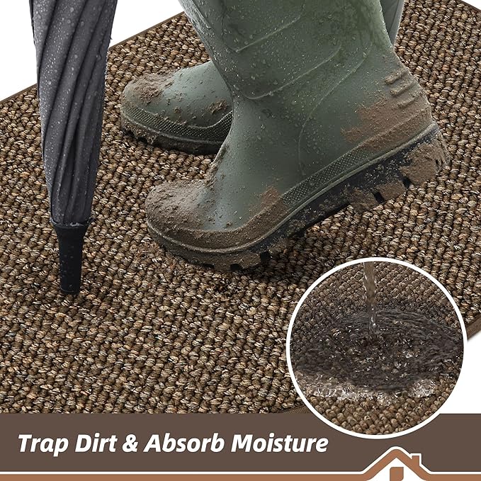 BEQHAUSE Dirt Trapper Door Mat 26" x 40" Half Circle Non Slip Rugs, Absorbent - Image 3