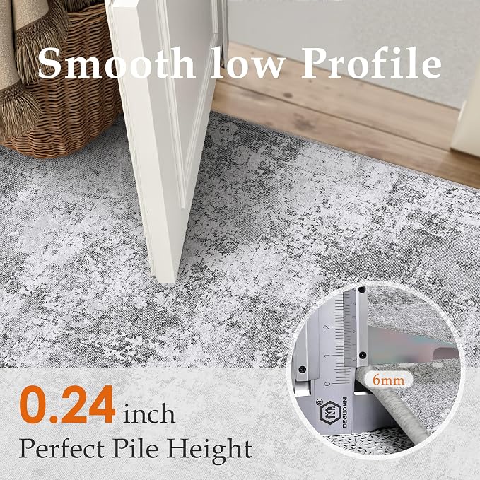 PureCozy 6x9 Grey Area Rug Washable Modern Abstract Living Room Carpet Non Slip - Image 5
