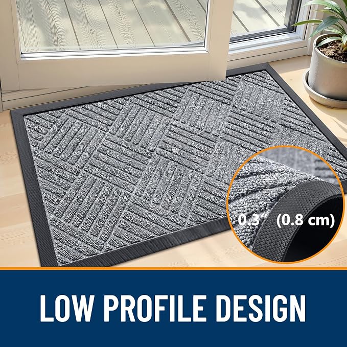 OLANLY Front Door Mat Outside Entrance 35x23, Heavy Duty Sturdy Natural Rubber - Image 4
