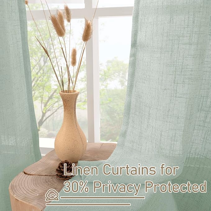 LAMIT Sheer Linen Curtains 63 inches Long - Image 5