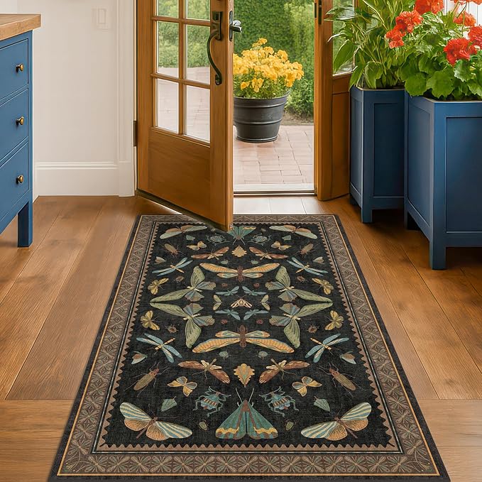 Hazo Haus Black Front Door Mat Indoor Entrance Non Slip Washable - Image 3