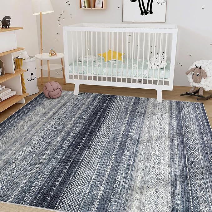 Nakagishi Area Rug Living Room Rugs: 4X6 Machine Washable Boho Large Neutral - Image 5