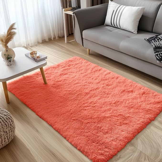 OLANLY 3x5 Machine Washable Small Bedside Rug, Soft Fluffy Shaggy Rugs - Image 3