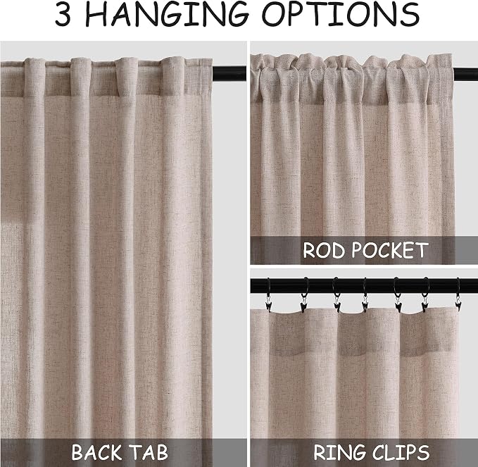 Oatmeal Linen Curtains 84 Inches Long - Image 3