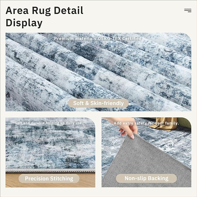 Runner Rug 2'x10' Abstract Washable Non-Slip Runner Rugs - Image 6