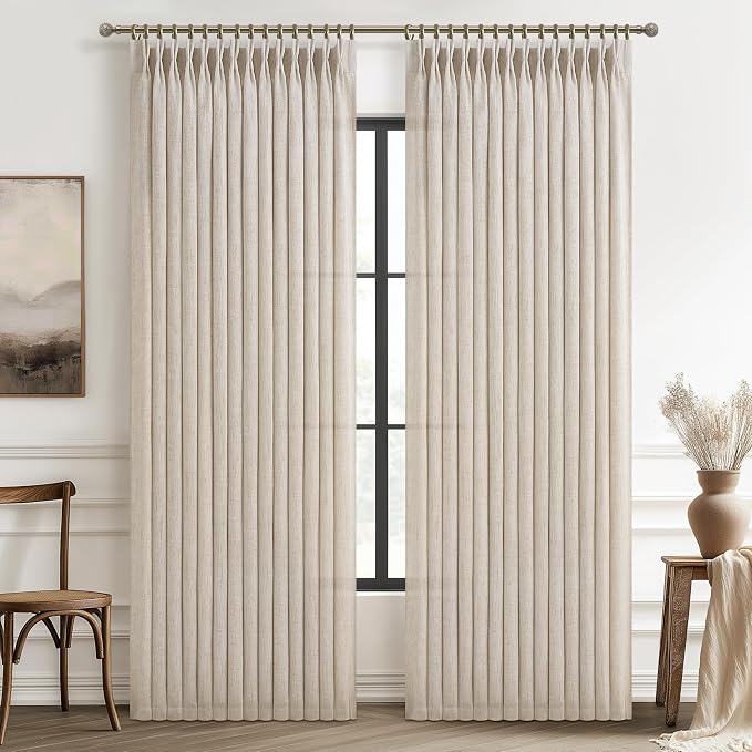 Extra Long Natural Linen 60 Inch Wide Curtains 108 Inches by PleatedDrapes