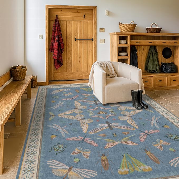 Hazo Haus 6x9 Blue Floral Rug for Dining Room Table - Image 8