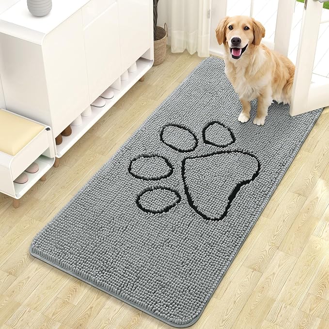 OLANLY Dog Door Mat for Muddy Paws 47x24, Paw Print Design, Absorbs Moisture by OLANLY