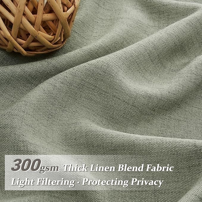 Extra Long Sage Green Thick Linen Sheer Curtains 108 Inches Long - Image 3