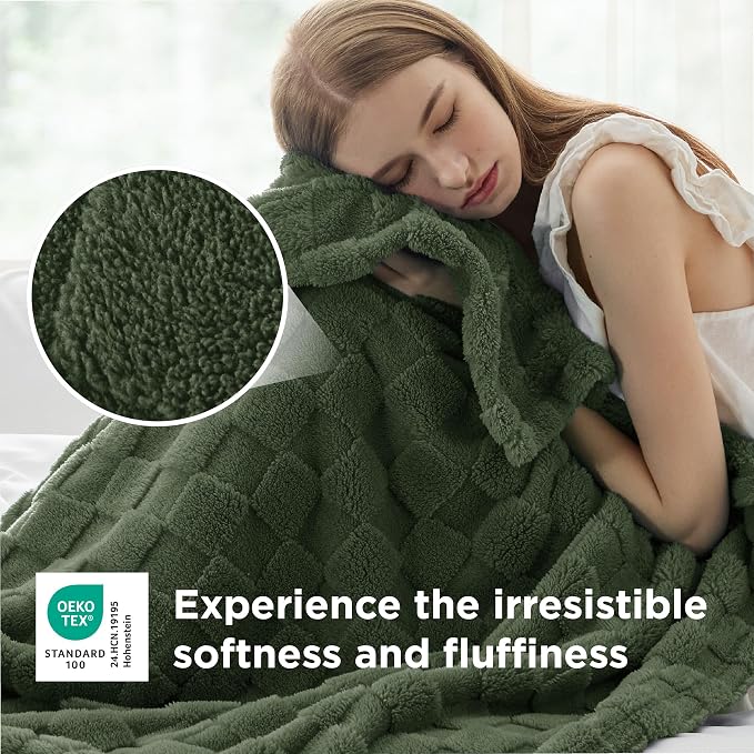 Bedsure GentleSoft Olive Green Spring Throw Blanket - Image 4