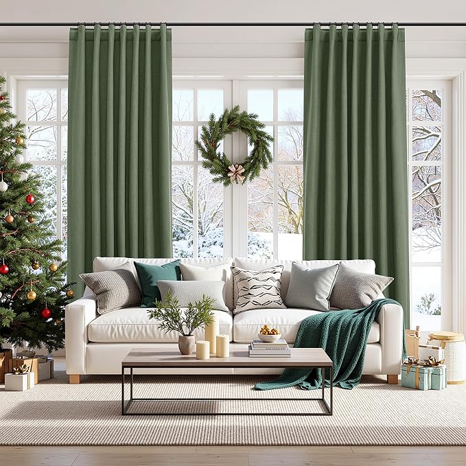 Guken Olive Green 100% Blackout Curtains 96 Inch Length 2 Panels Set - Image 8