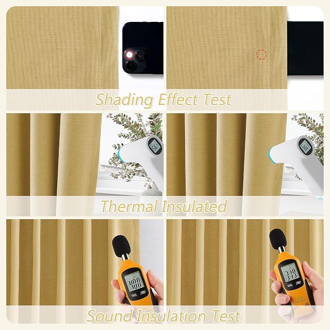 Guken 100% Blackout Curtains 100 Inch Length 2 Panels Set - Image 5