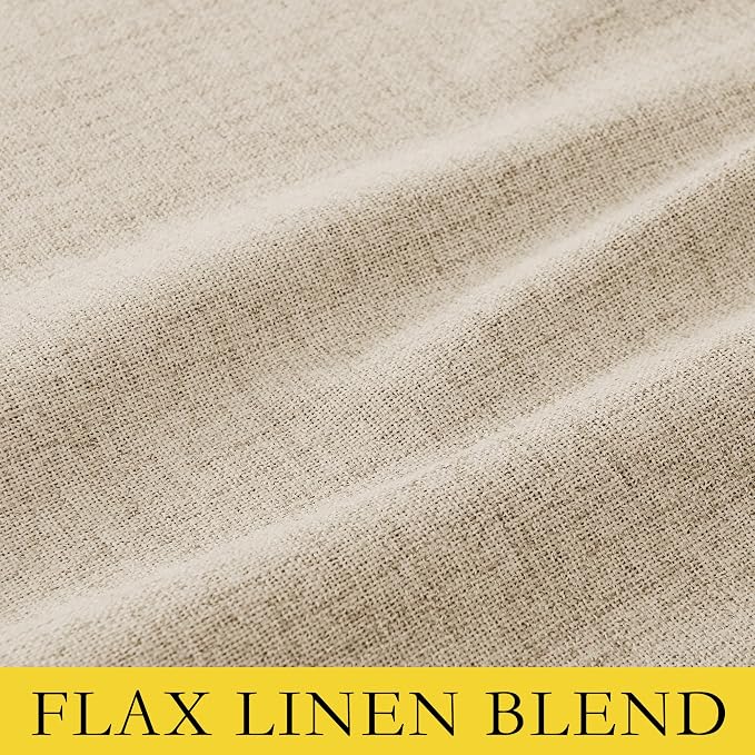 NICETOWN Beige Full Blackout Back Tab Linen Curtains 84" Long 2 Panels Set - Image 6